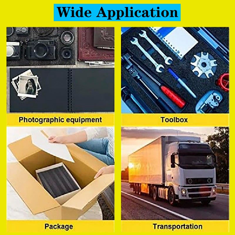 QISF 2PCS Cuttable Polyethylene Foam Block 12x10x3.5Inch Packing Sheet,9CM/3.5In Thick Padding Inserts Foam for DIY Crafts,Cases and Boxes Packing, Black - Image 4